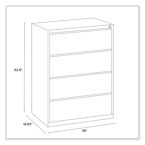 Alera Lateral File, 4 Legal/Letter-Size File Drawers, Black, 30" x 18.63" x 52.5" (ALEHLF3054BL)