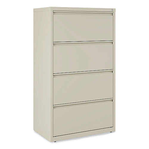 Alera Lateral File, 4 Legal/Letter-Size File Drawers, Putty, 30" x 18.63" x 52.5" (ALEHLF3054PY)