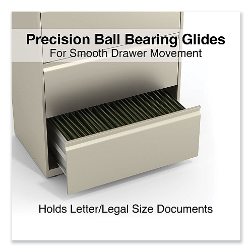 Alera Lateral File, 4 Legal/Letter-Size File Drawers, Putty, 30" x 18.63" x 52.5" (ALEHLF3054PY)