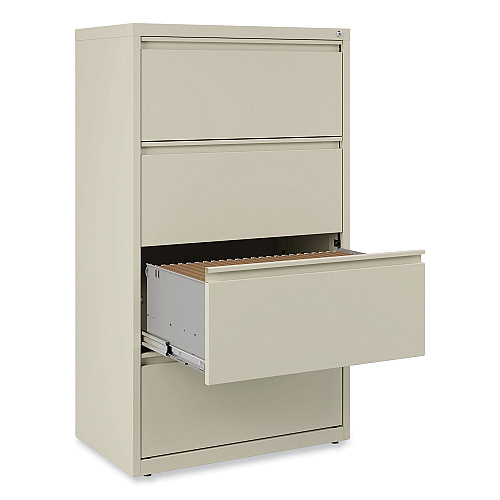 Alera Lateral File, 4 Legal/Letter-Size File Drawers, Putty, 30" x 18.63" x 52.5" (ALEHLF3054PY)