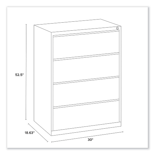 Alera Lateral File, 4 Legal/Letter-Size File Drawers, Putty, 30" x 18.63" x 52.5" (ALEHLF3054PY)