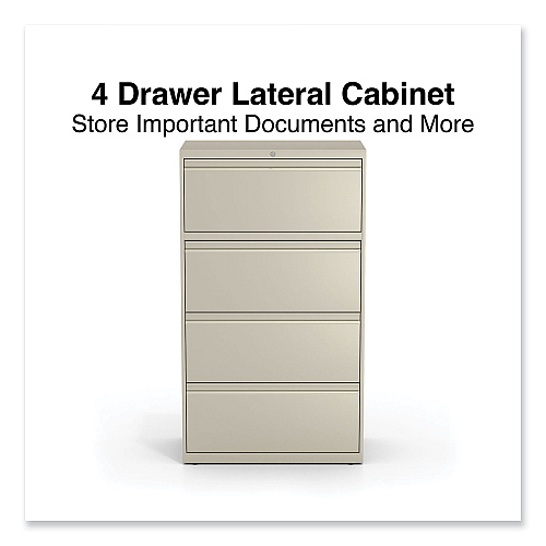 Alera Lateral File, 4 Legal/Letter-Size File Drawers, Putty, 30" x 18.63" x 52.5" (ALEHLF3054PY)
