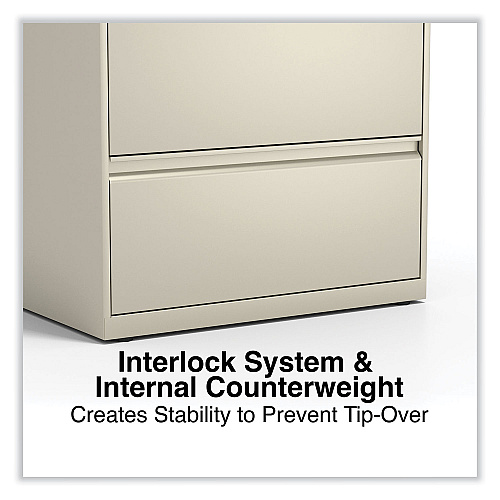 Alera Lateral File, 4 Legal/Letter-Size File Drawers, Putty, 30" x 18.63" x 52.5" (ALEHLF3054PY)