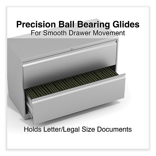 Alera Lateral File, 2 Legal/Letter-Size File Drawers, Light Gray, 42" x 18.63" x 28" (ALEHLF4229LG)