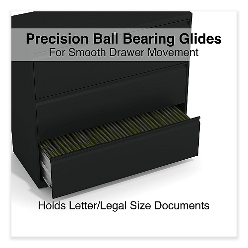 Alera Lateral File, 3 Legal/Letter/A4/A5-Size File Drawers, Black, 42" x 18.63" x 40.25" (ALEHLF4241BL)