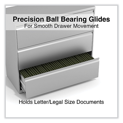 Alera Lateral File, 3 Legal/Letter/A4/A5-Size File Drawers, Light Gray, 42" x 18.63" x 40.25" (ALEHLF4241LG)
