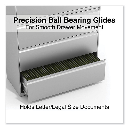 Alera Lateral File, 4 Legal/Letter-Size File Drawers, Light Gray, 42" x 18.63" x 52.5" (ALEHLF4254LG)