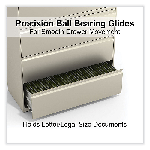 Alera Lateral File, 4 Legal/Letter-Size File Drawers, Putty, 42" x 18.63" x 52.5" (ALEHLF4254PY)