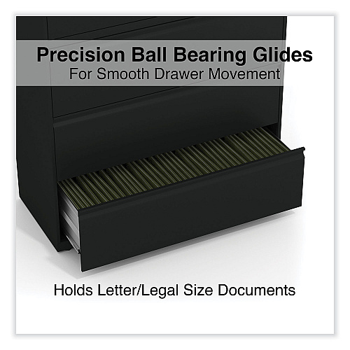 Alera Lateral File, 5 Legal/Letter/A4/A5-Size File Drawers, Black, 42" x 18.63" x 67.63" (ALEHLF4267BL)