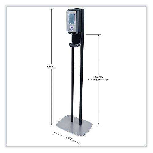 PURELL CS6 Hand Sanitizer Floor Stand with Dispenser, 1,200 mL, 13.5 x 5 x 28.5, Graphite/Silver (7416DS)