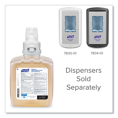 PURELL Healthy Soap 2.0% CHG Antimicrobial Foam Refill for CS8 Dispensers, Fragrance-Free, 1,200 mL, 2/Carton (788102)
