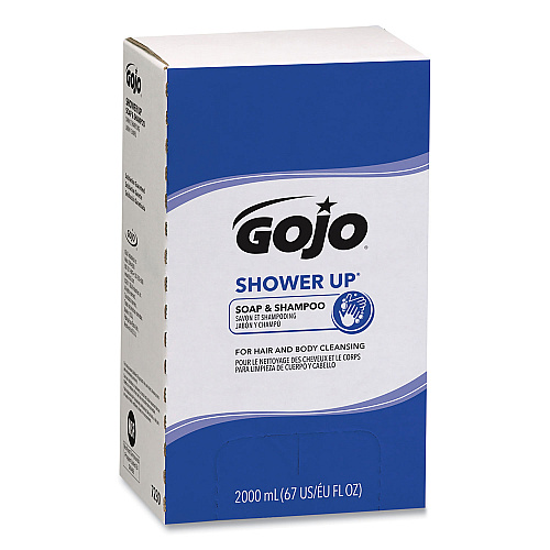 GOJO SHOWER UP Soap and Shampoo, Pleasant Scent, 2,000 mL, 4/Carton (7230)