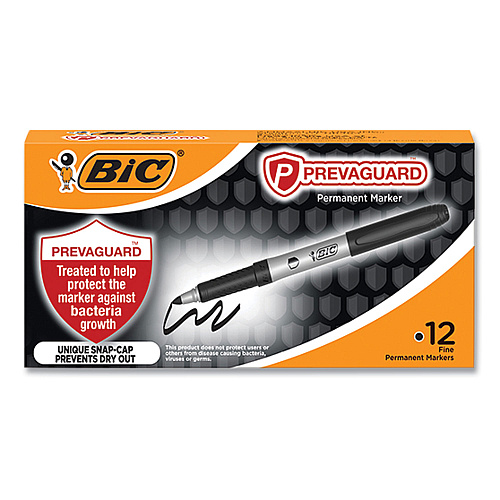 BIC PrevaGuard Permanent Marker, Fine Bullet Tip, Black, 12/Pack (GAPM11BLK)
