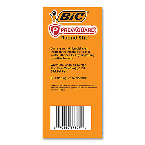 BIC PrevaGuard Round Stic Pen, Stick, Medium 1 mm, Blue Ink, Translucent Blue Barrel, 60/Pack (GSAM60BLU)