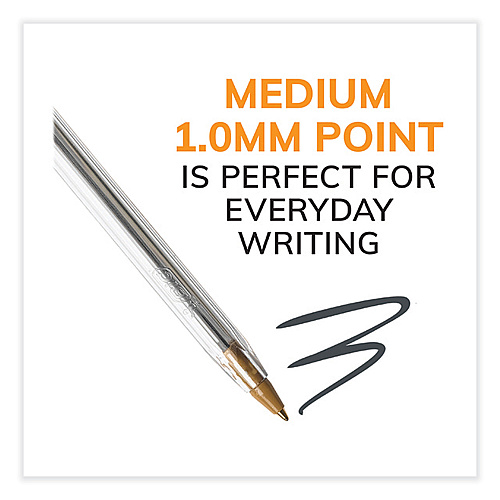BIC Cristal Xtra Smooth Ballpoint Pen, Stick, Medium 1 mm, Black Ink, Clear Barrel, 500/Pack (MS500EBLK)
