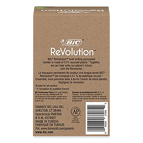BIC ReVolution Permanent Markers, Fine Bullet Tip, Assorted Colors, 36/Pack (PMER36AST)