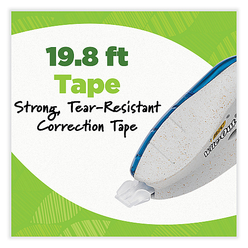 BIC Wite-Out Brand Ecolutions Correction Tape, Non-Refillable, White, 0.2" x 19.8 ft, 10/Pack (WOET10WHI)