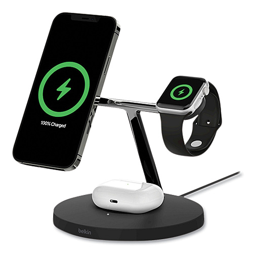 Belkin BOOST CHARGE Pro 3-in-1 Wireless Charger, 15 W, Black (WIZ017TTBK)