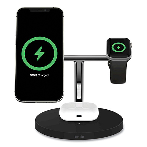Belkin BOOST CHARGE Pro 3-in-1 Wireless Charger, 15 W, Black (WIZ017TTBK)