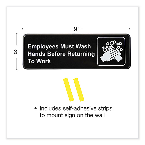 Excello Global Products Indoor/Outdoor Restroom with Braille Text, 6" x 9", Black Face, White Graphics, 3/Pack (HD0049S)