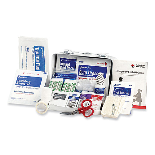 First Aid Only ANSI 2021 First Aid Kit for 10 People, 76 Pieces, Metal Case (91323)