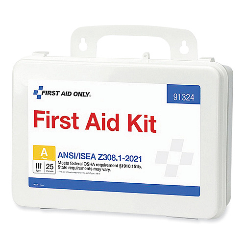 First Aid Only ANSI 2021 First Aid Kit for 25 People, 94 Pieces, Plastic Case (91324)