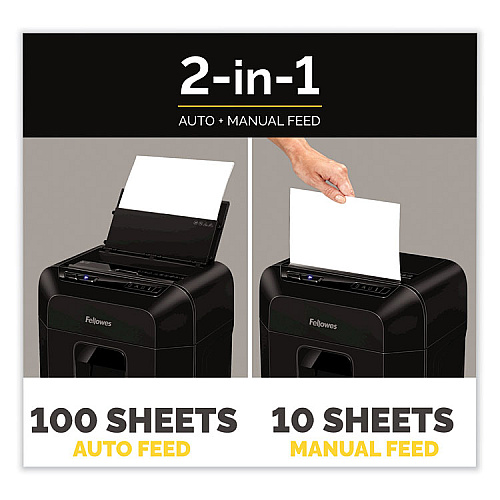 Fellowes AutoMax 100MA Micro-Cut Shredder, 100 Auto/ 10 Manual Sheet Capacity (4704001)