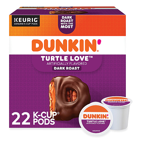 Dunkin Donuts K-Cup Pods, Turtle Love Coffee, 22/Box (5000367615)