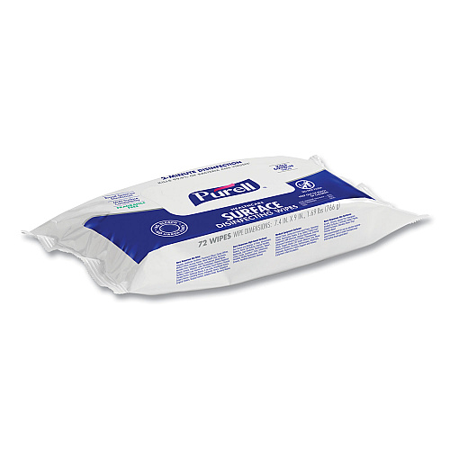 PURELL Healthcare Surface Disinfecting Wipes, 1-Ply, 7" x 10", Unscented, White, 72/Pack (937012)