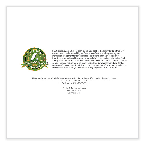 Heritage Eco Blend Max Can Liners, 23 gal, 0.8 mil, 28" x 45", Blue, 25 Bags/Roll, 10 Rolls/Carton (L5645TXER1)