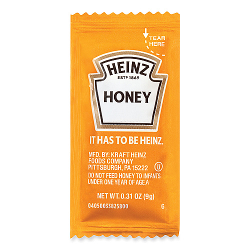 Heinz Single Serve Honey, 0.31 oz Individually Wrapped, 200/Carton (055254)
