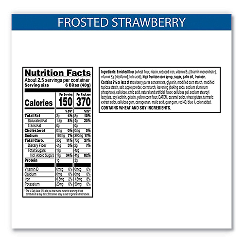 Kellogg's Pop Tarts Bites, Frosted Strawberry, 3.5 oz Bag, 6/Carton (25069)