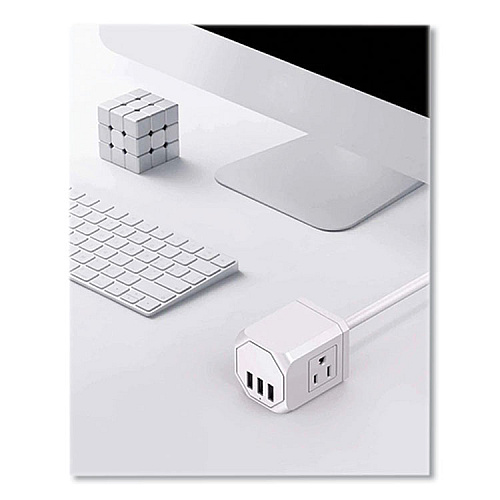 LAX Gadgets 3-Outlet 3-USB Port Surge Protector, 3 AC Outlets/3 USB Ports, 5 ft Cord, White (OUT3X3WH)
