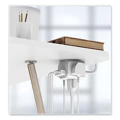 LAX Gadgets 3-Outlet 3-USB Port Surge Protector, 3 AC Outlets/3 USB Ports, 5 ft Cord, White (OUT3X3WH)