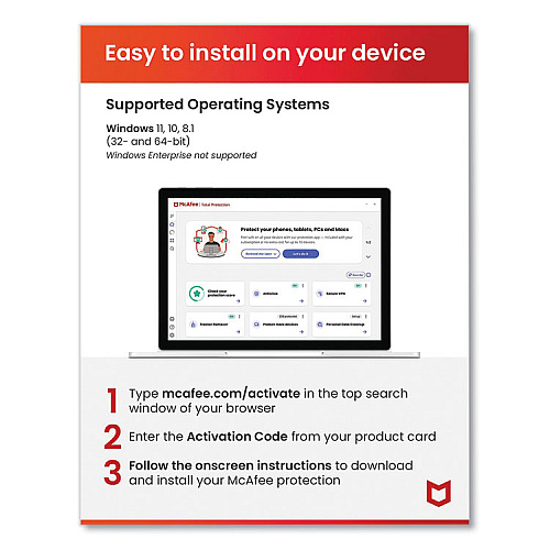 Mcafee AntiVirus Software, For 1 User (MAB21EST1RAA)