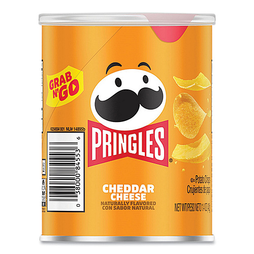 Pringles Grab & Go Cheddar Cheese Crisps, 1.4 oz Can, 12 Carton (84556)