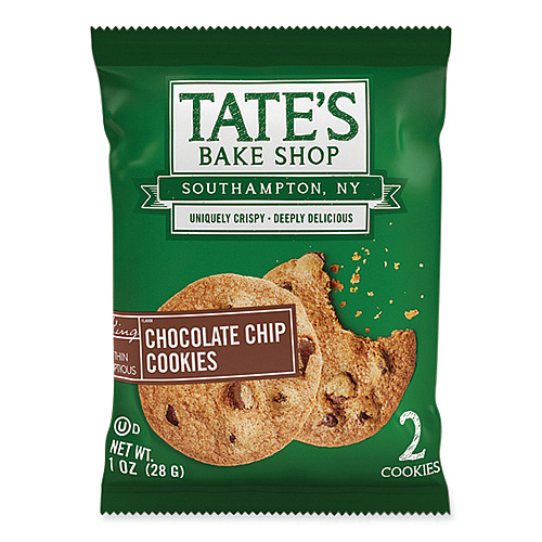 TATES BAKE SHOP Chocolate Chip Cookies Snack Packs, 1 oz Pack, 2 Cookies/Pack, 8 Packs/Box, 2 Boxes/Carton (07134)