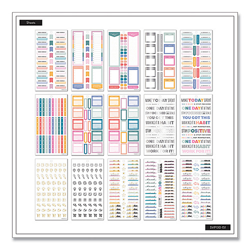 The Happy Planner Essentials Tracker & Checklist Classic Stickers, Productivity Theme, 990/Pack (SVP130151)