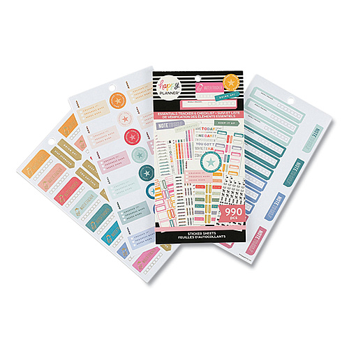 The Happy Planner Essentials Tracker & Checklist Classic Stickers, Productivity Theme, 990/Pack (SVP130151)