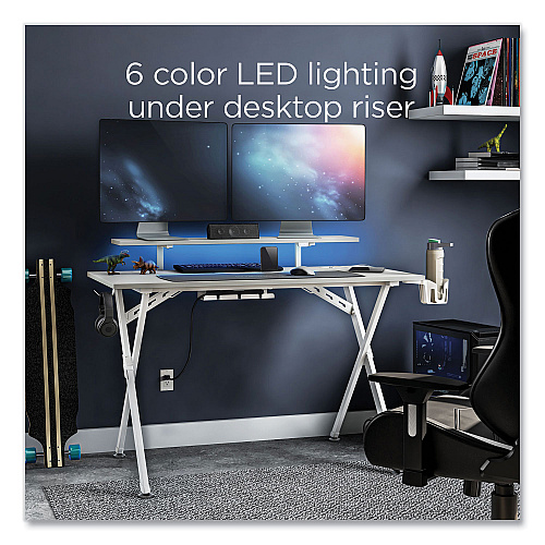 Union & Scale Vizon 47" Gaming Desk, 47.2" x 26.6" x 35", White Colorway (60986)