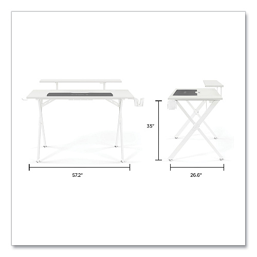 Union & Scale Vizon 47" Gaming Desk, 47.2" x 26.6" x 35", White Colorway (60986)