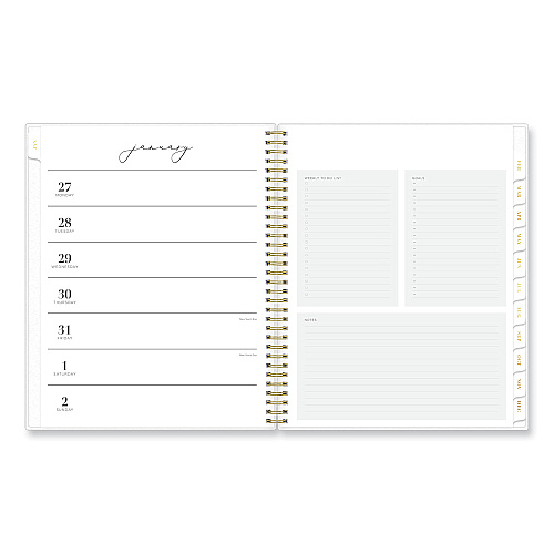 Blue Sky Life Note-It Leah Weekly/Monthly Notes Planner, Floral Artwork, 11 x 8.5, Gray/Pink/White Cover, 12-Month (Jan to Dec): 2026 (139479)