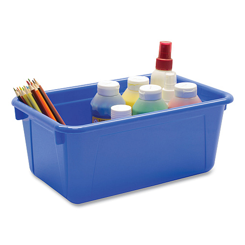 Storex Cubby Bin with Lid, 1 Section, 2 gal, 8.2 x 12.5 x 11.5, Assorted Colors, 5/Pack (62406U05C)