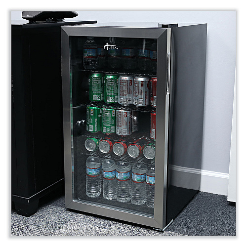 Alera 3.4 Cu. Ft. Beverage Cooler, Stainless Steel/Black (ALERFBC34)