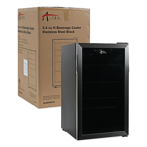 Alera 3.4 Cu. Ft. Beverage Cooler, Stainless Steel/Black (ALERFBC34)