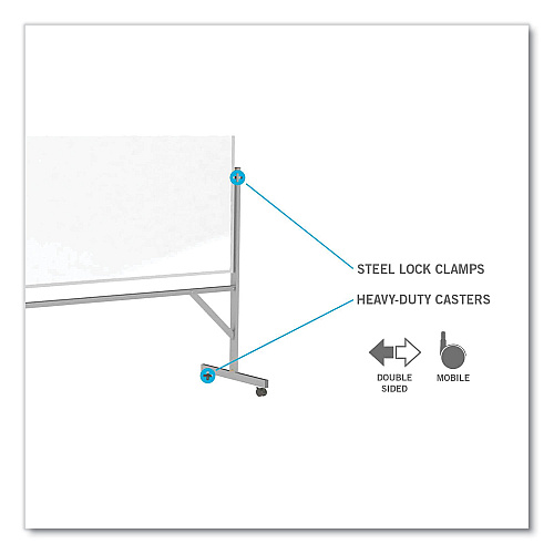 Ghent Reversible Magnetic Porcelain Whiteboard with Satin Aluminum Frame and Stand, 36 x 48, White Surface (ARM1M143)