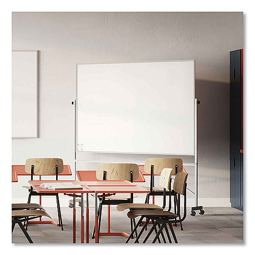 Ghent Reversible Magnetic Hygienic Porcelain Whiteboard, Satin Aluminum Frame and Stand, 48 x 36, White Surface (ARM4M434)