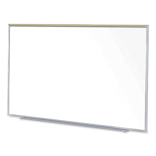 Ghent Magnetic Porcelain Whiteboard with Satin Aluminum Frame and Map Rail, 96.53 x 60.47, White Surface (M1P581M)