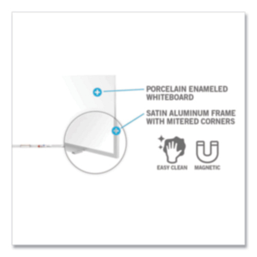 Ghent Magnetic Porcelain Whiteboard with Aluminum Frame, 120.59 x 60.47, White Surface, Satin Aluminum Frame (M1P5104)