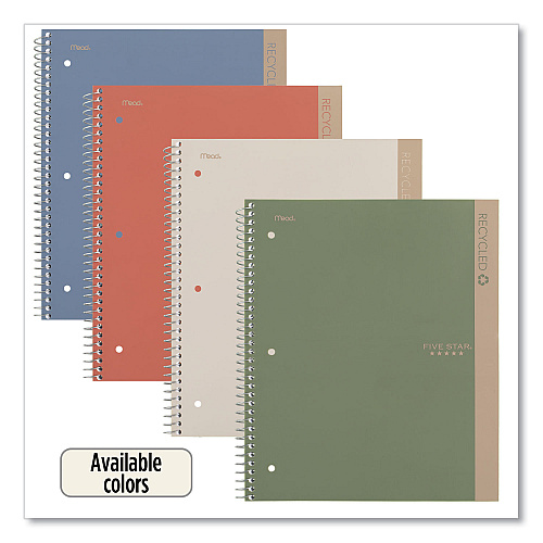 Five Star Recycled Notebook, 1 Subject, Medium/College Rule, Randomly Assorted Cover, 11 x 8.5 Sheets (820053)
